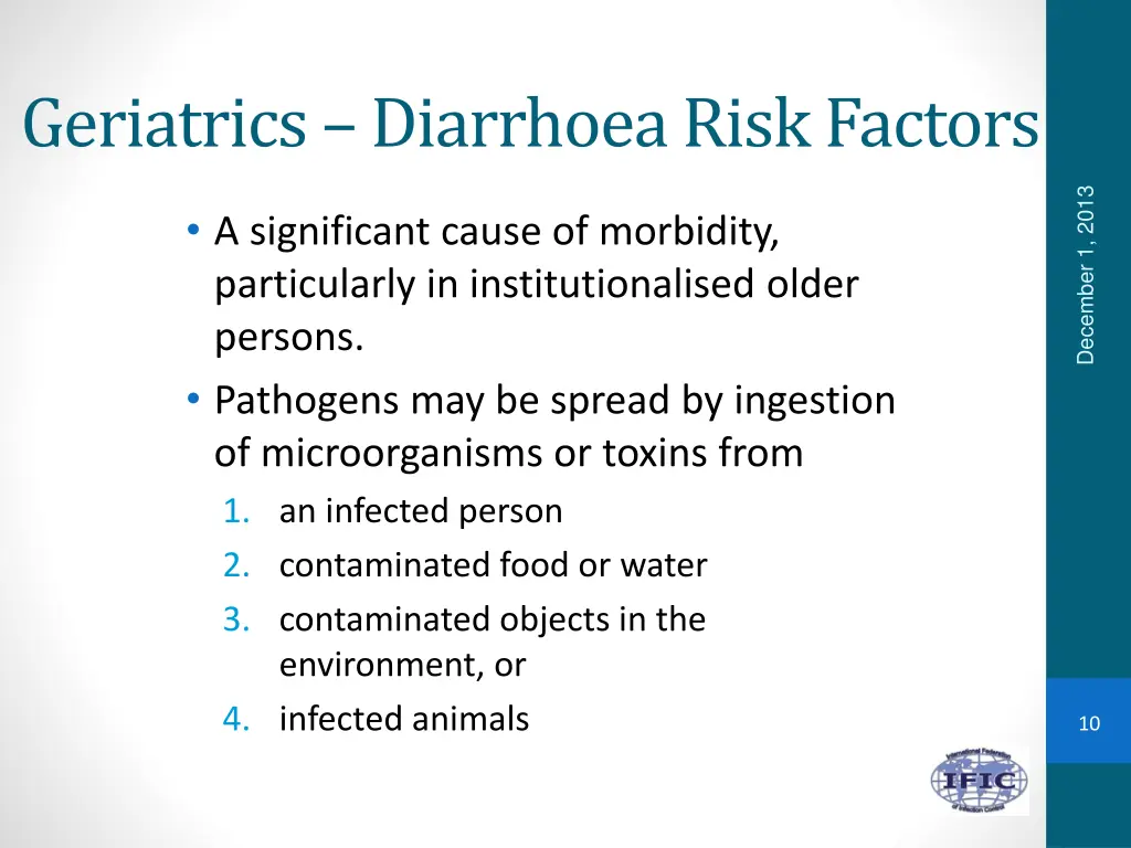 geriatrics diarrhoea risk factors