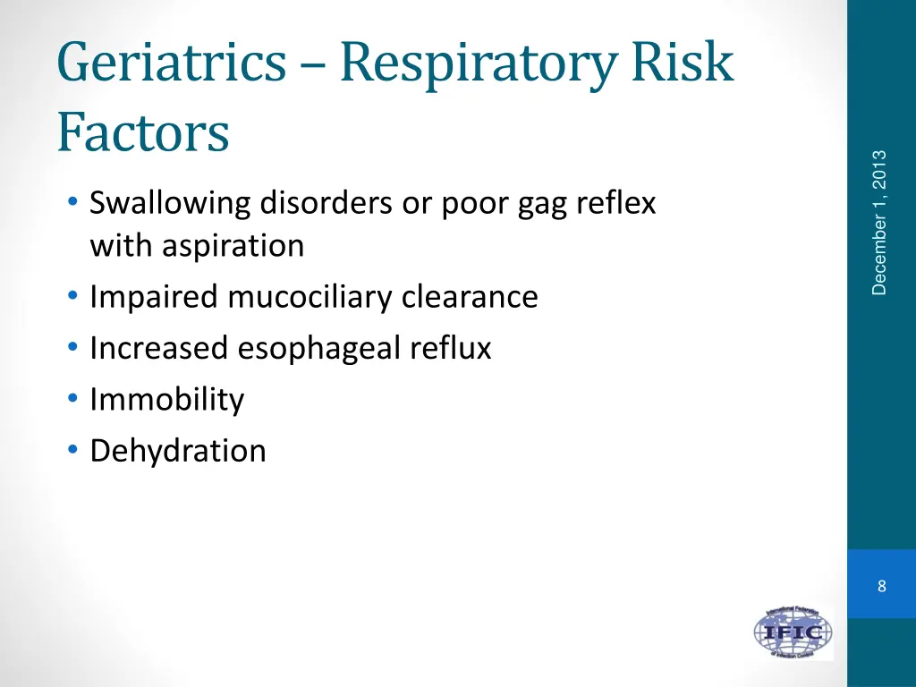 geriatrics respiratory risk factors swallowing