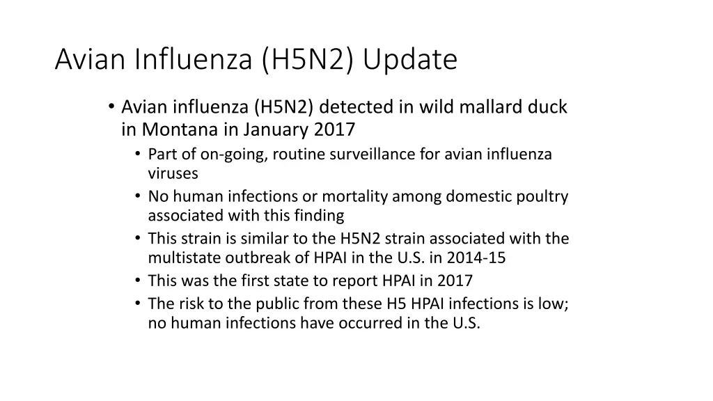 avian influenza h5n2 update