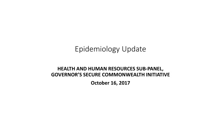 epidemiology update