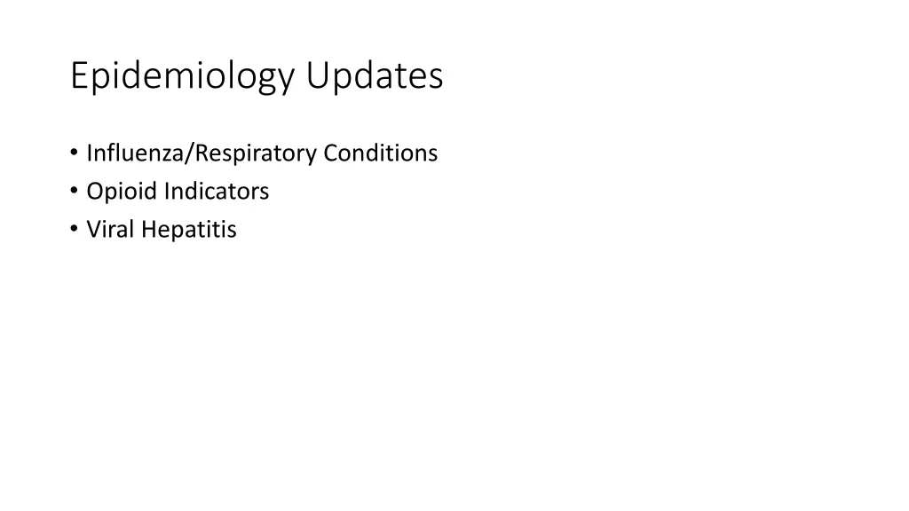 epidemiology updates