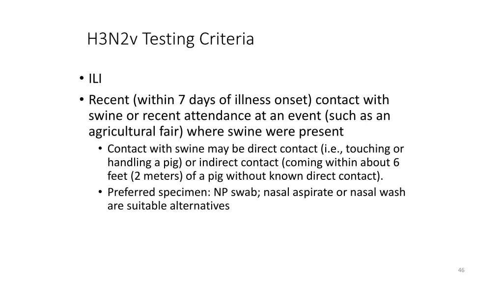 h3n2v testing criteria