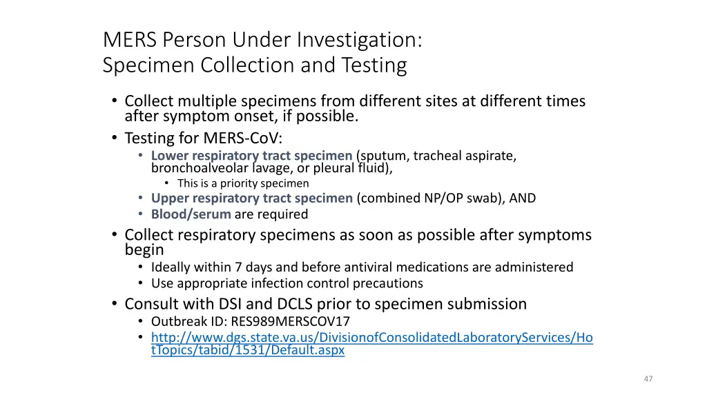 mers person under investigation specimen