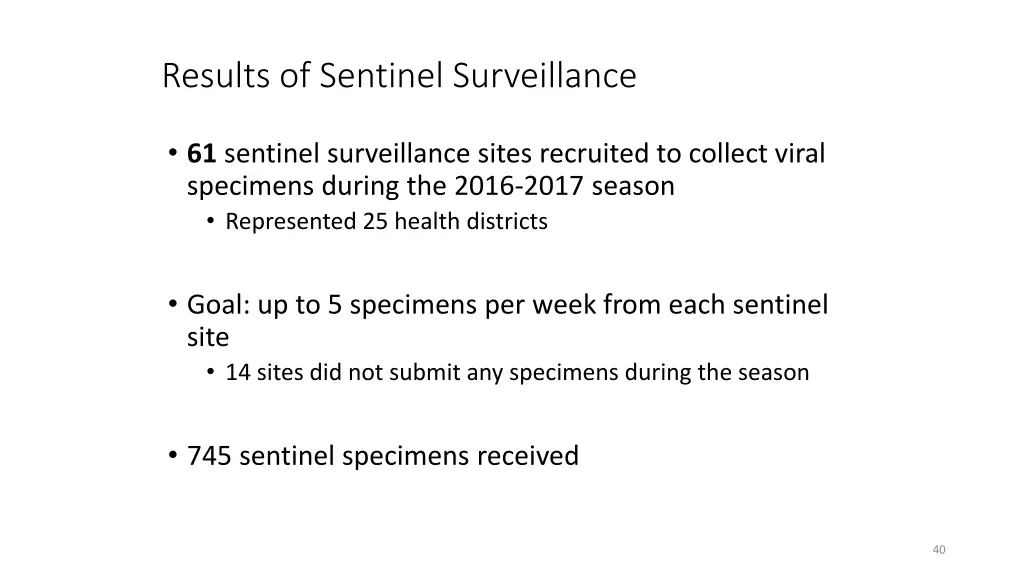 results of sentinel surveillance