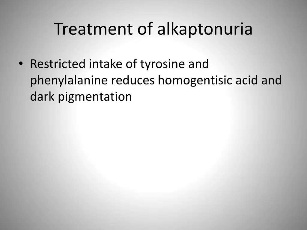 treatment of alkaptonuria