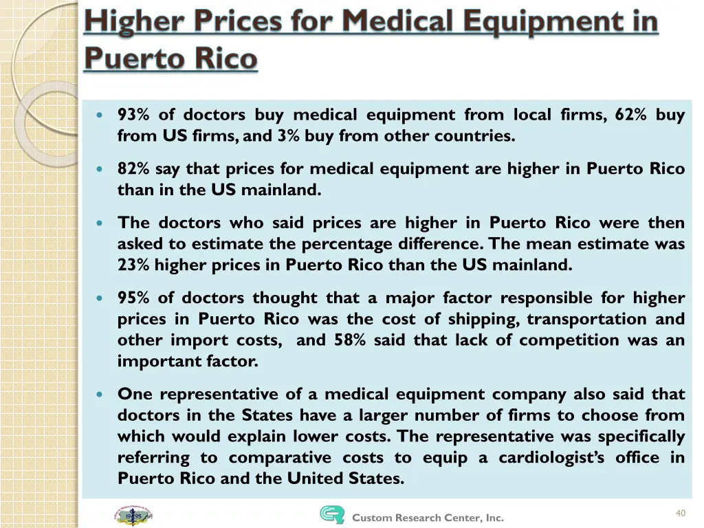 higher prices for medical equipment in puerto rico