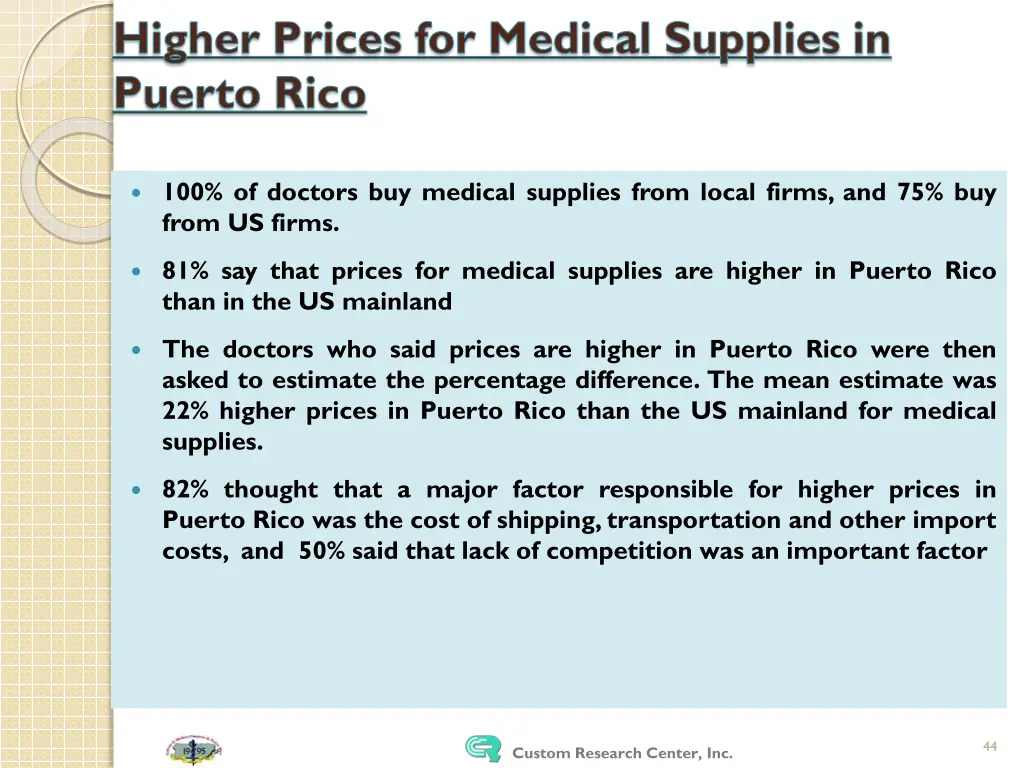 higher prices for medical supplies in puerto rico