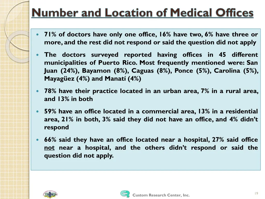 number and location of medical offices