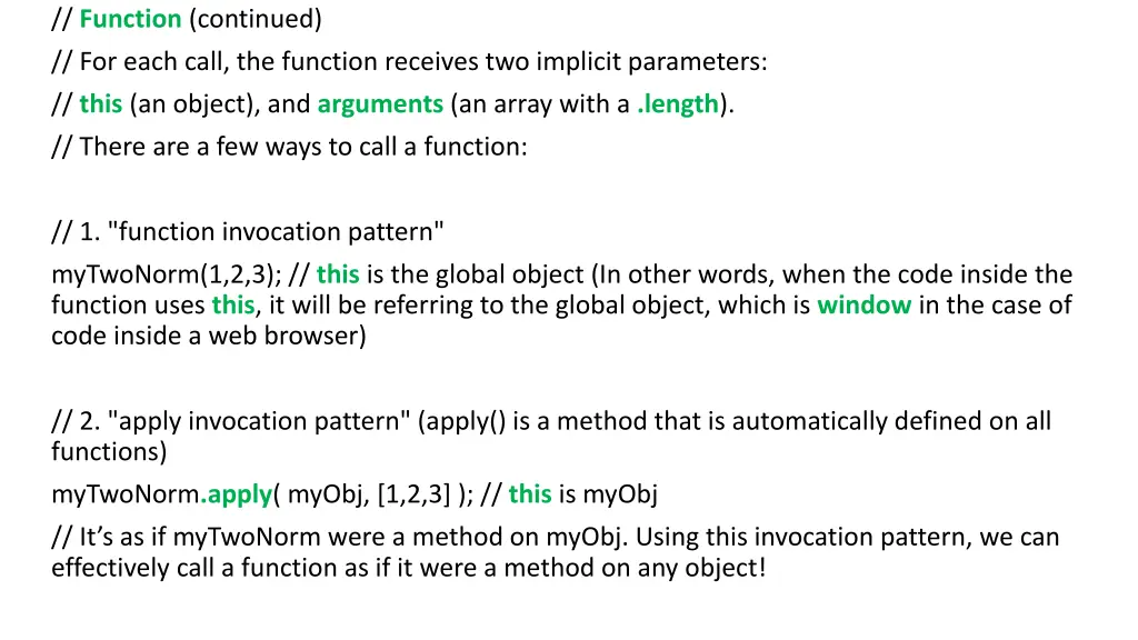 function continued