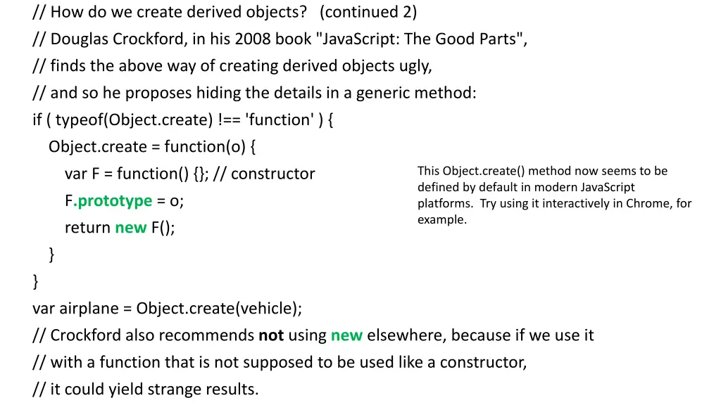 how do we create derived objects continued 2