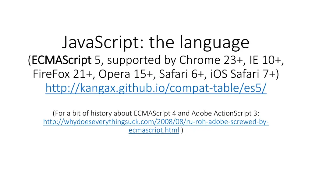 javascript the language ecmascript ecmascript