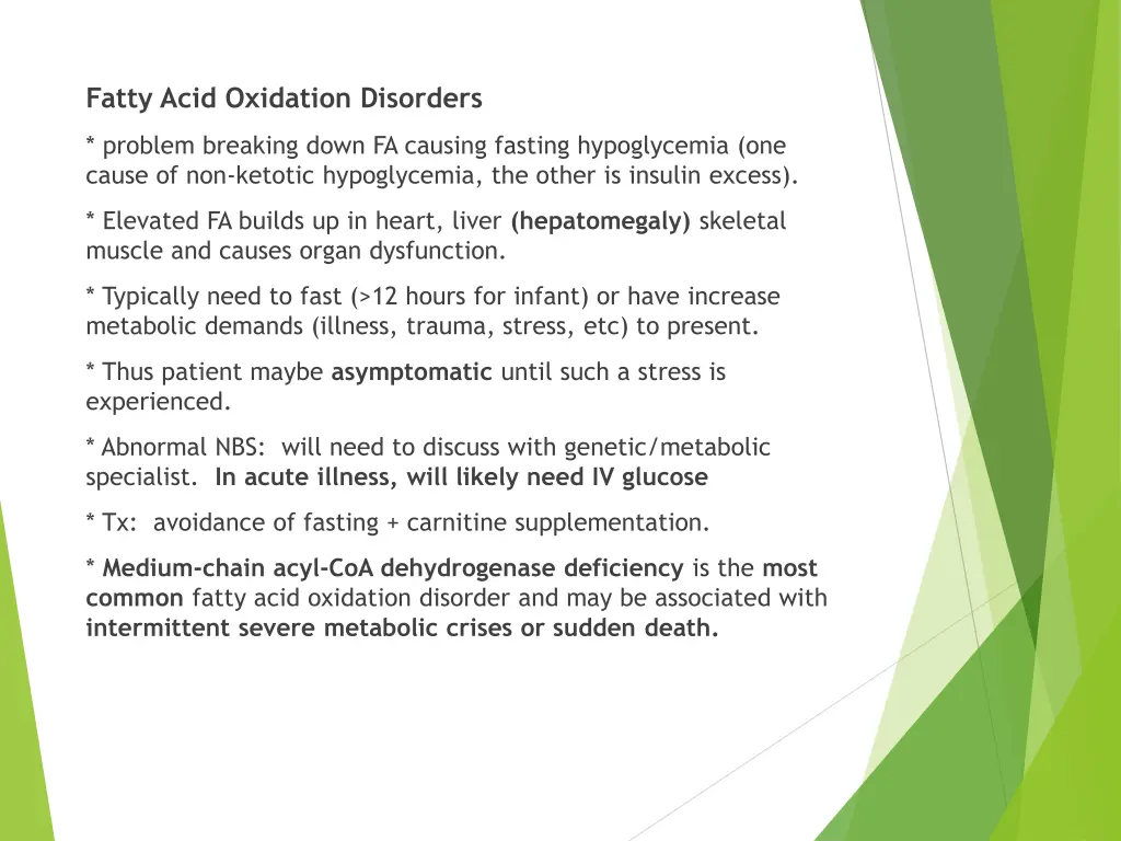 fatty acid oxidation disorders 1