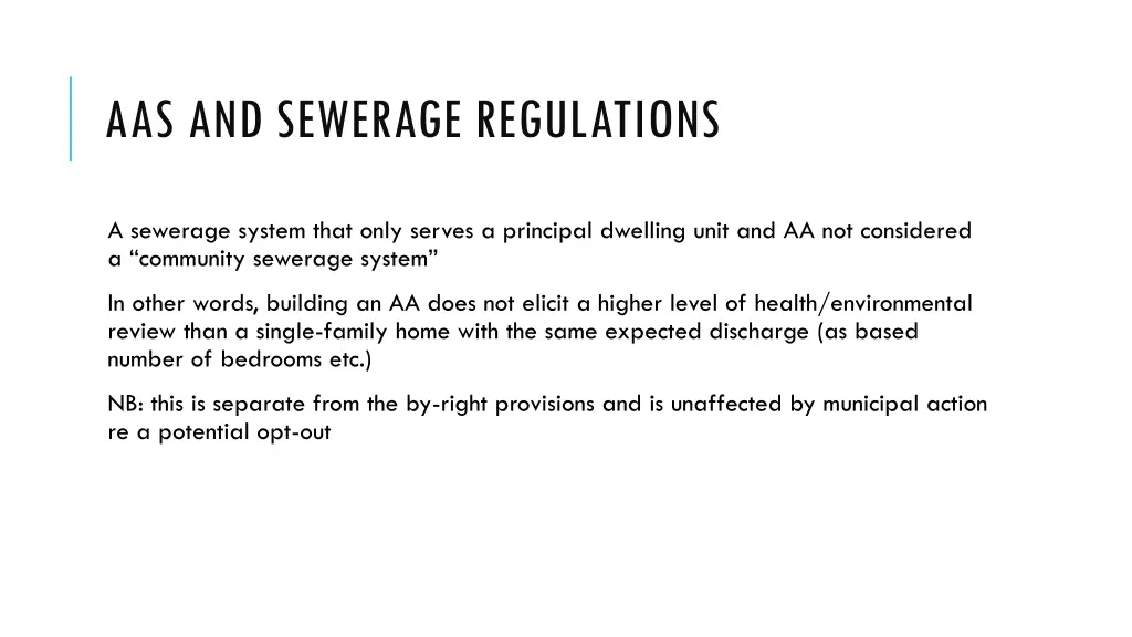 aas and sewerage regulations