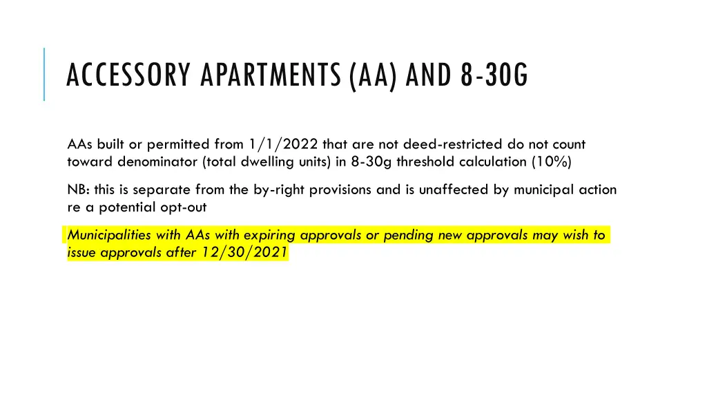 accessory apartments aa and 8 30g