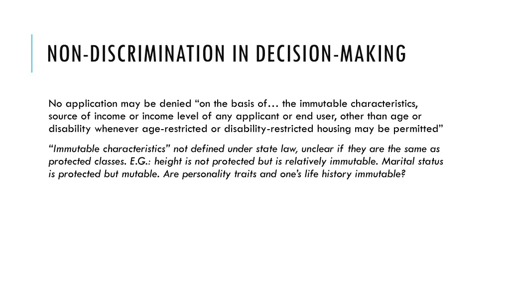 non discrimination in decision making