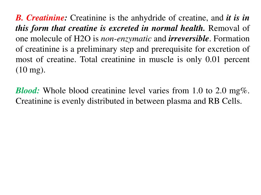 b creatinine creatinine is the anhydride