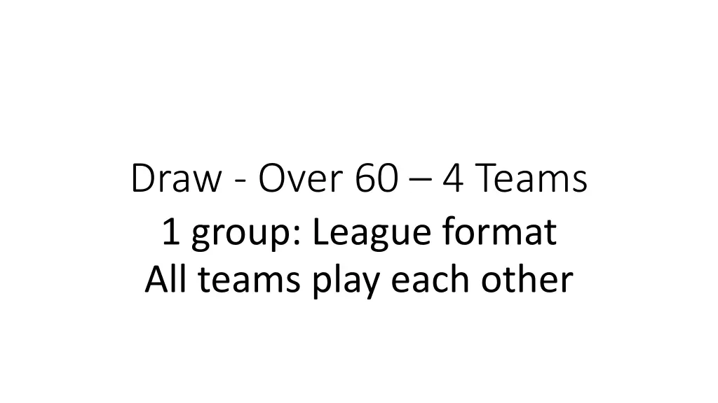 draw over 60 4 teams 1 group league format
