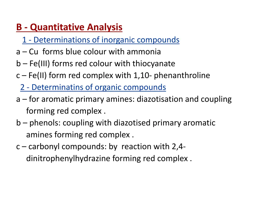 b quantitative analysis 1 determinations