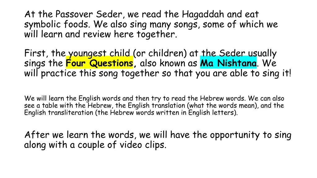 at the passover seder we read the hagaddah