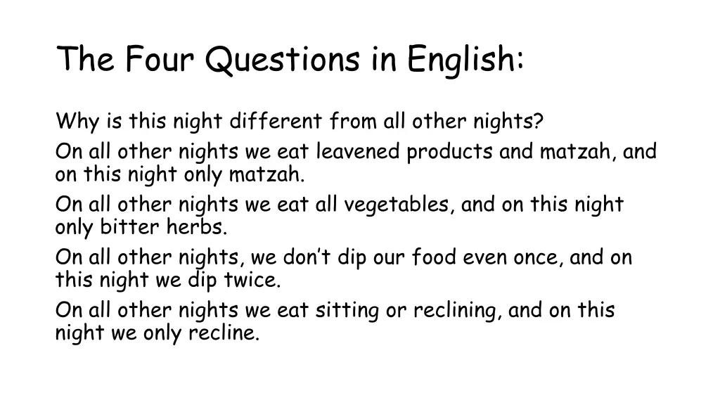 the four questions in english