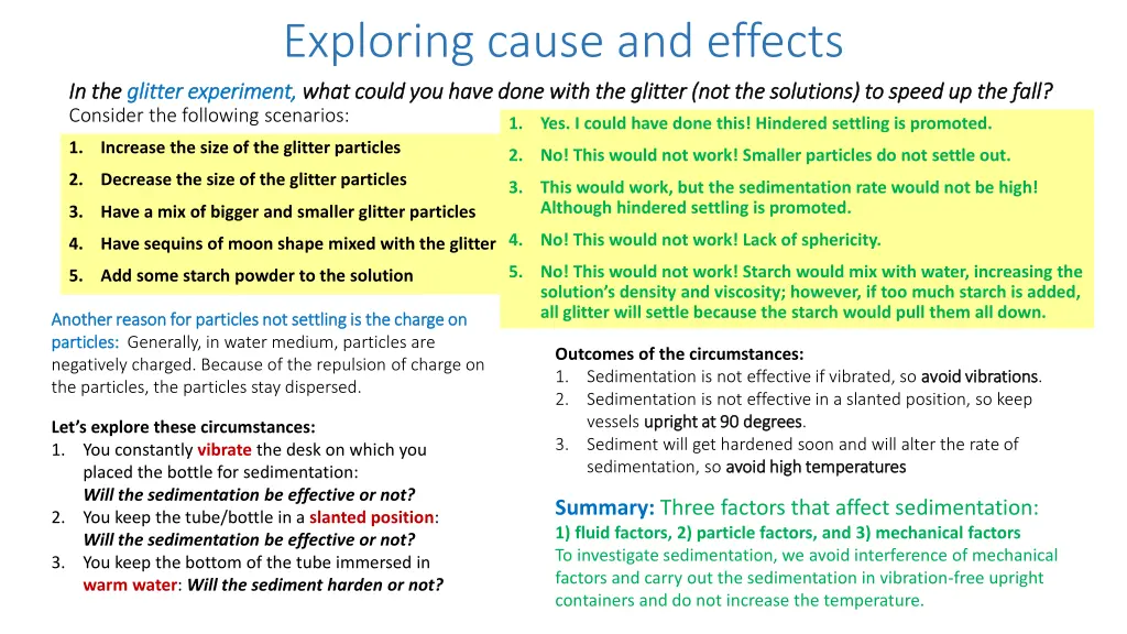 exploring cause and effects in the glitter