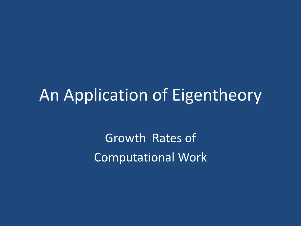 an application of eigentheory 1