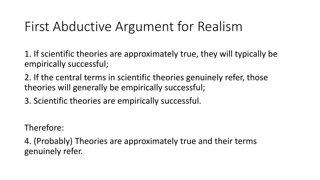 first abductive argument for realism