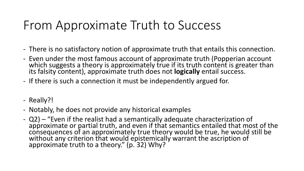 from approximate truth to success