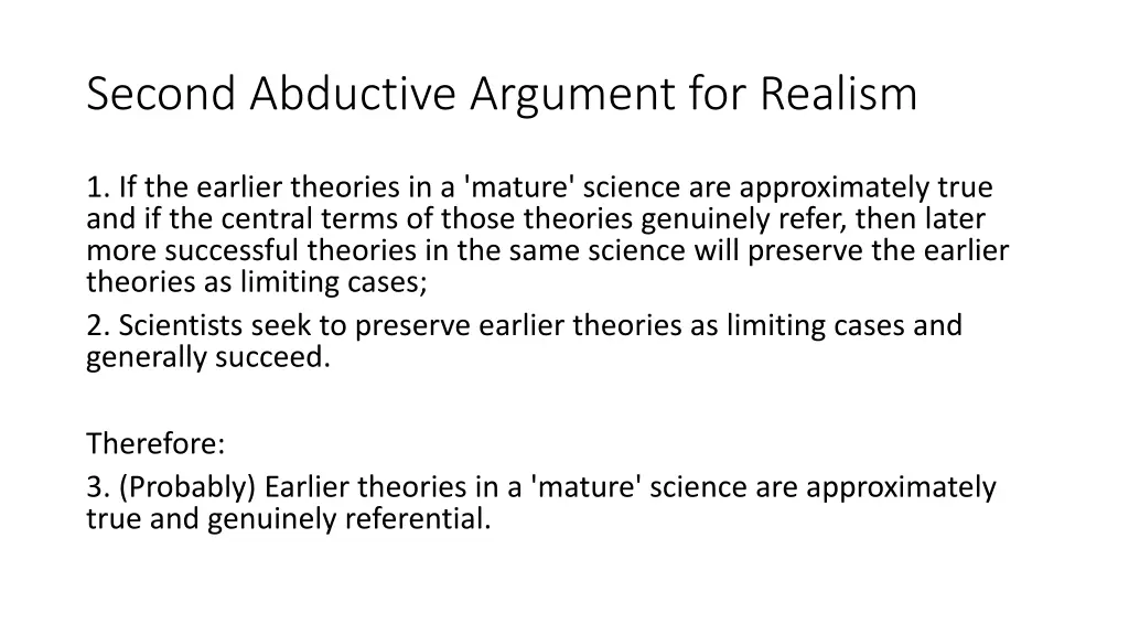 second abductive argument for realism