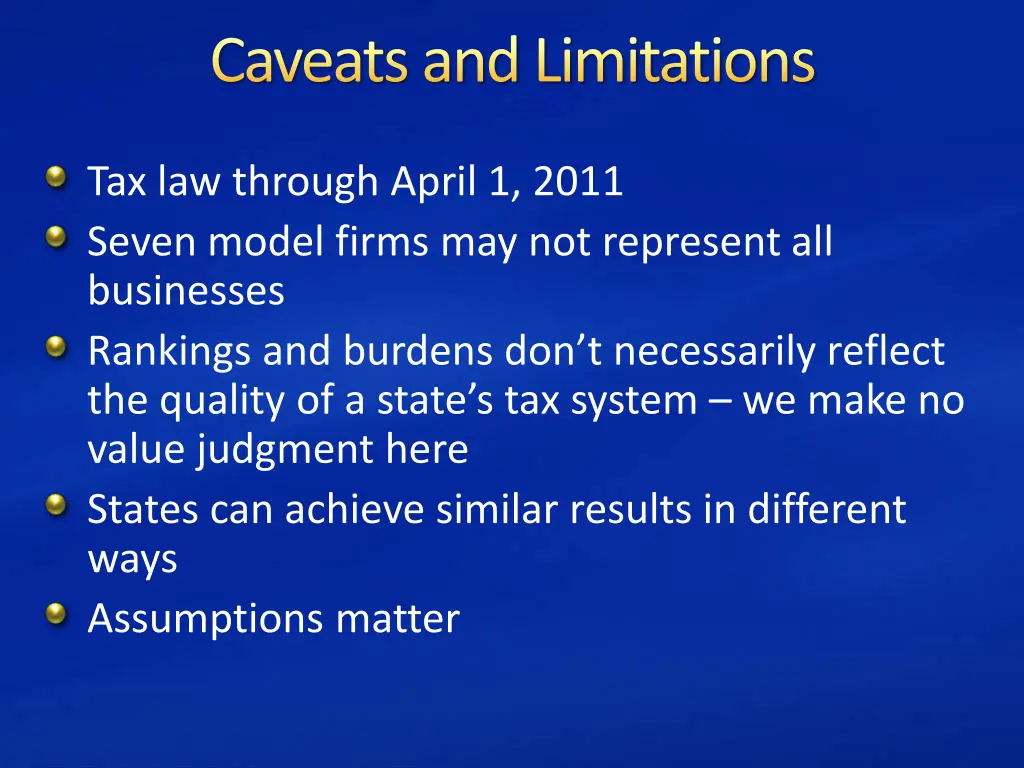 caveats and limitations