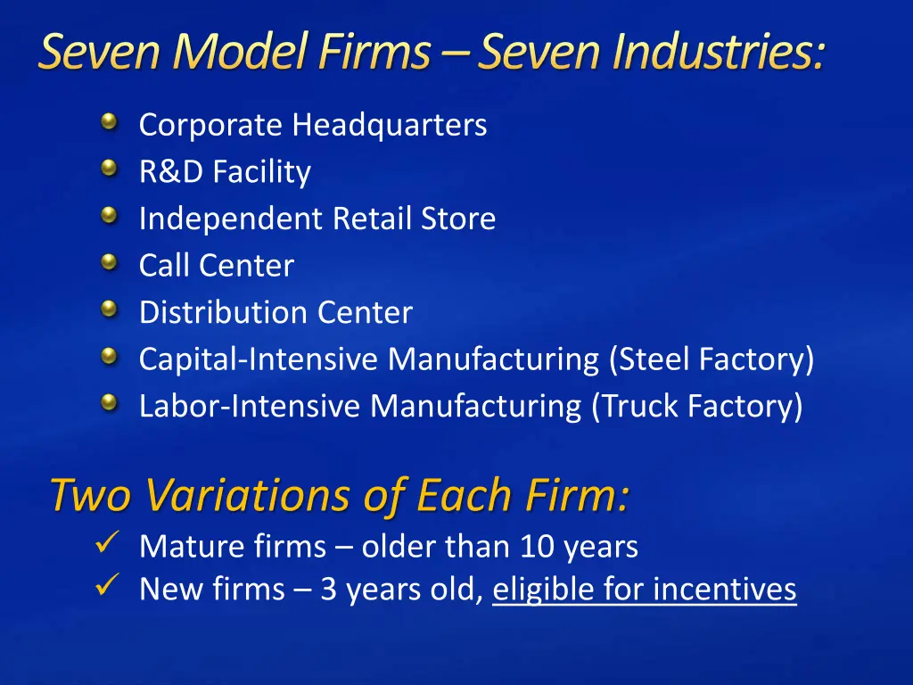 seven model firms seven industries