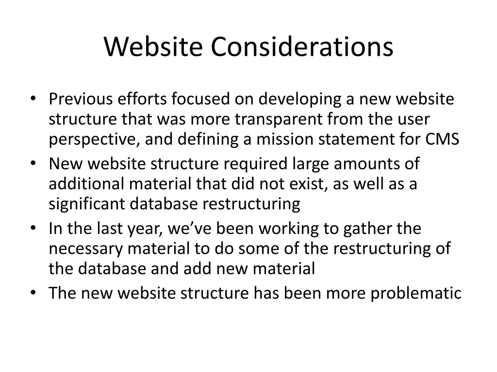 website considerations