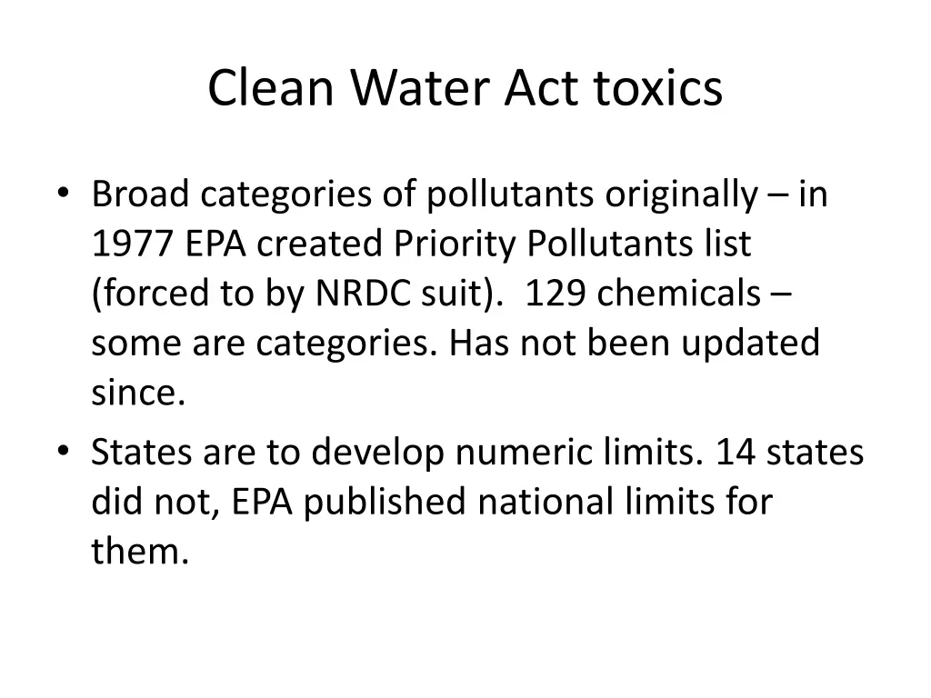 clean water act toxics