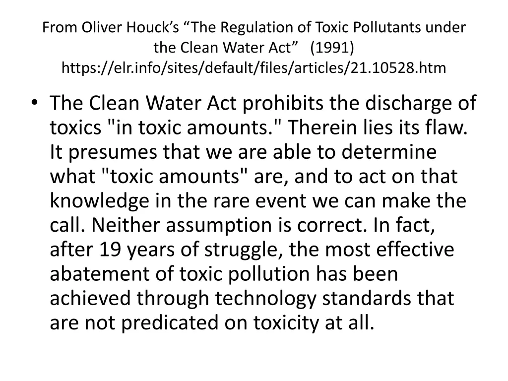 from oliver houck s the regulation of toxic