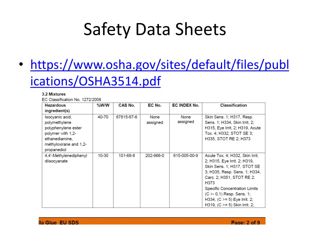 safety data sheets