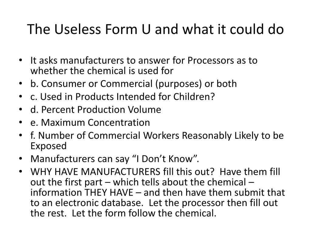 the useless form u and what it could do