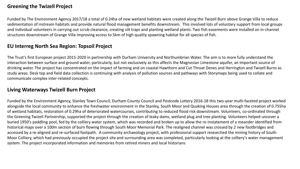 greening the twizell project funded