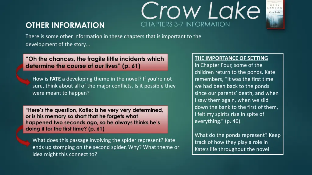 crow lake chapters 3 7 information 5