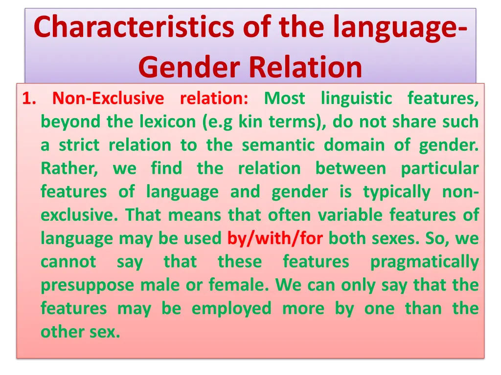 characteristics of the language gender relation