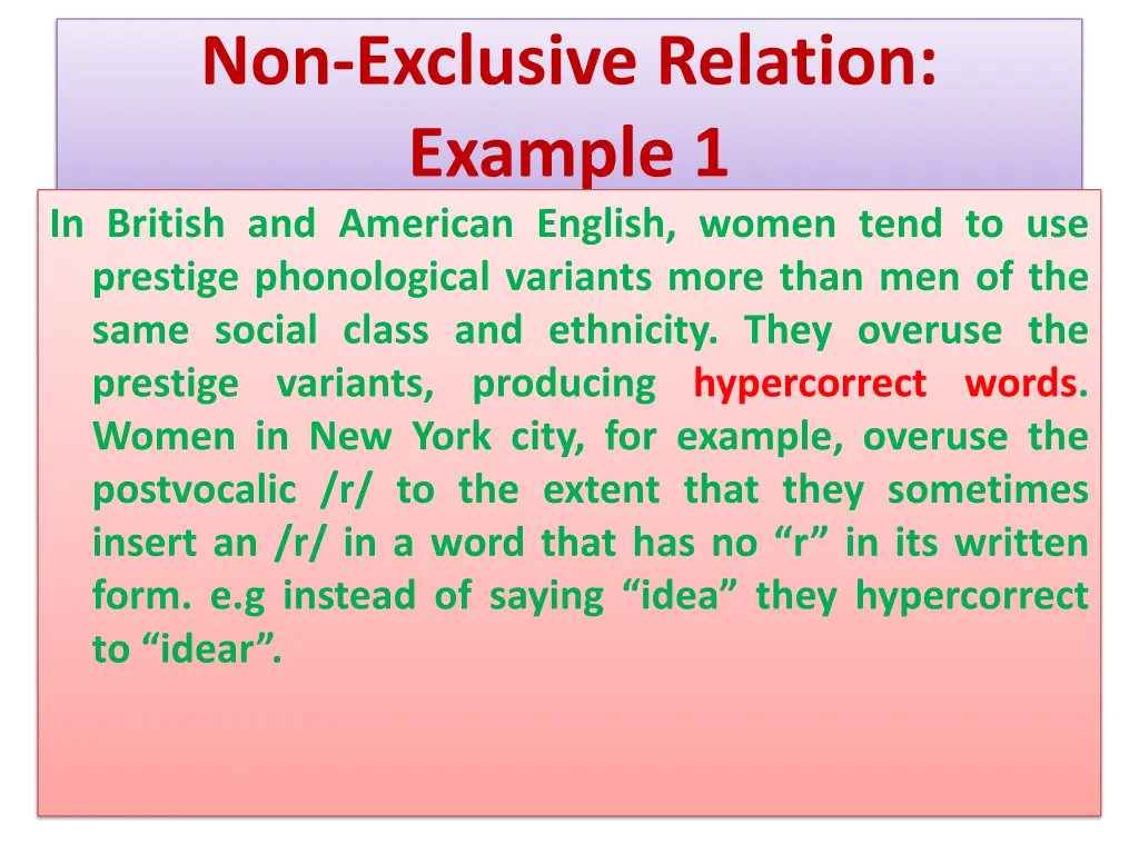 non exclusive relation example 1 in british