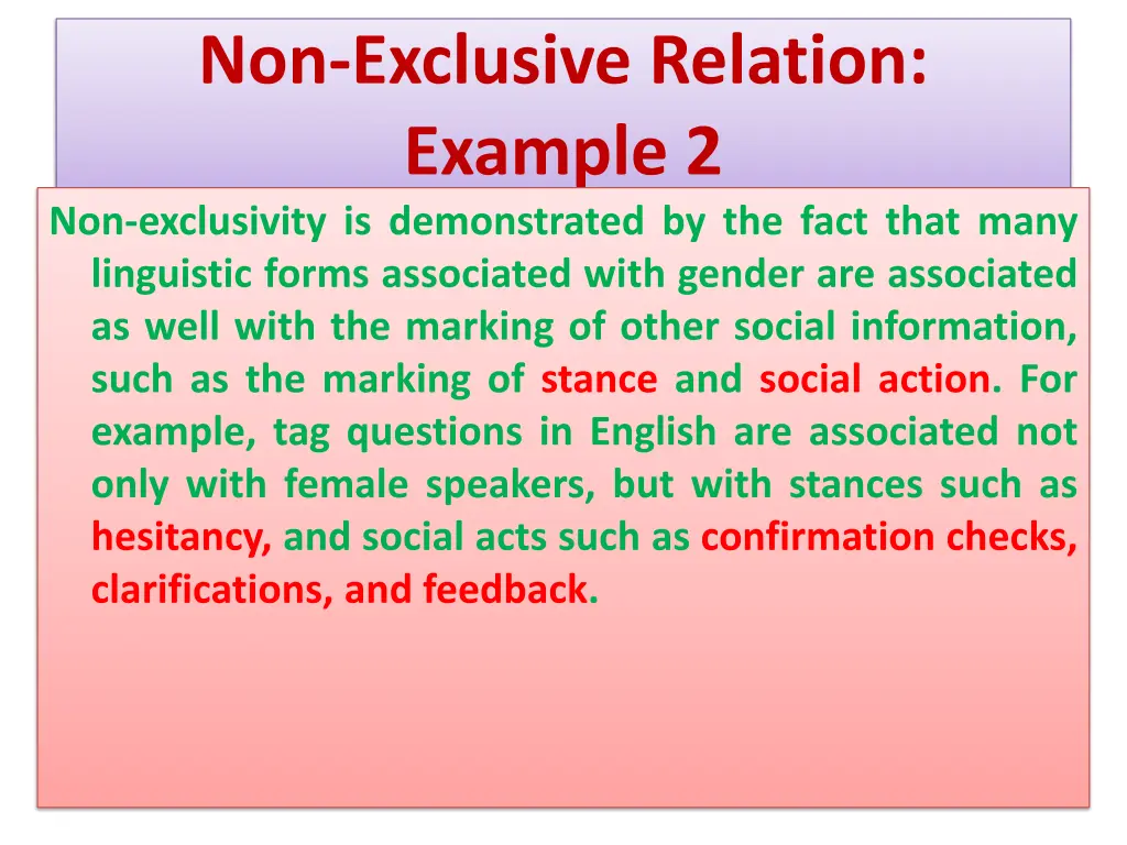 non exclusive relation example 2 non exclusivity