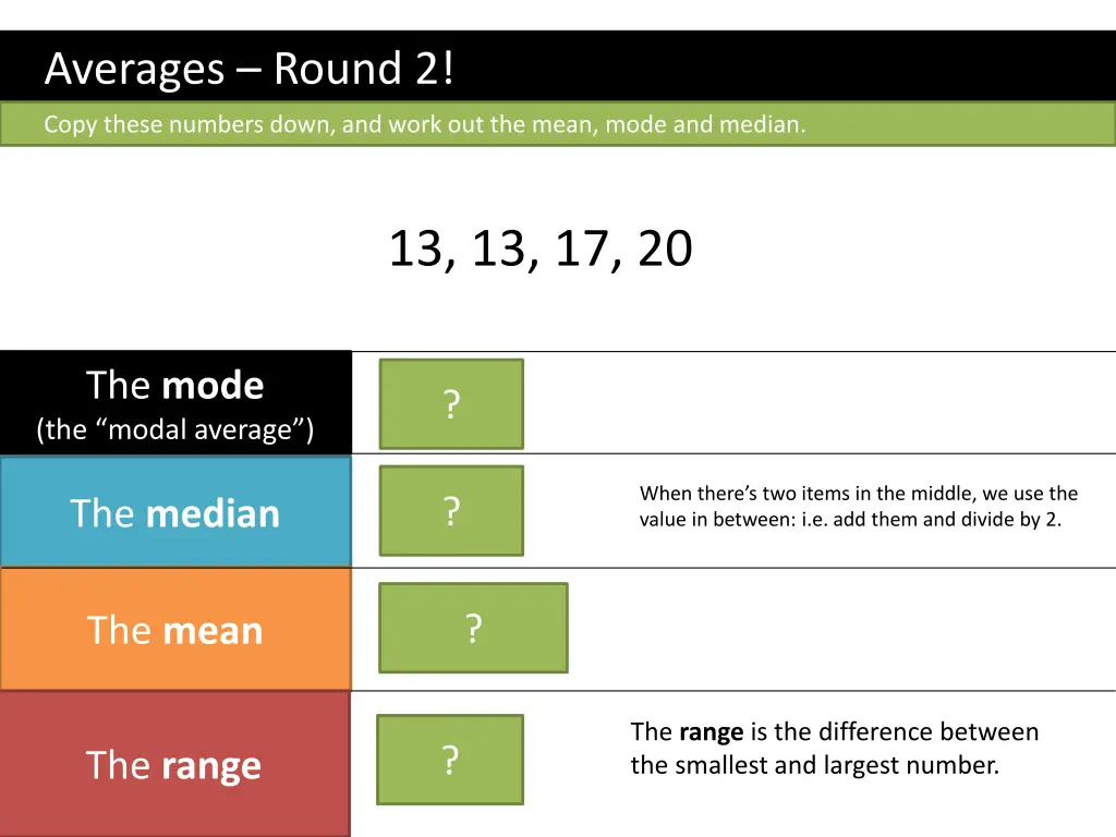 averages round 2