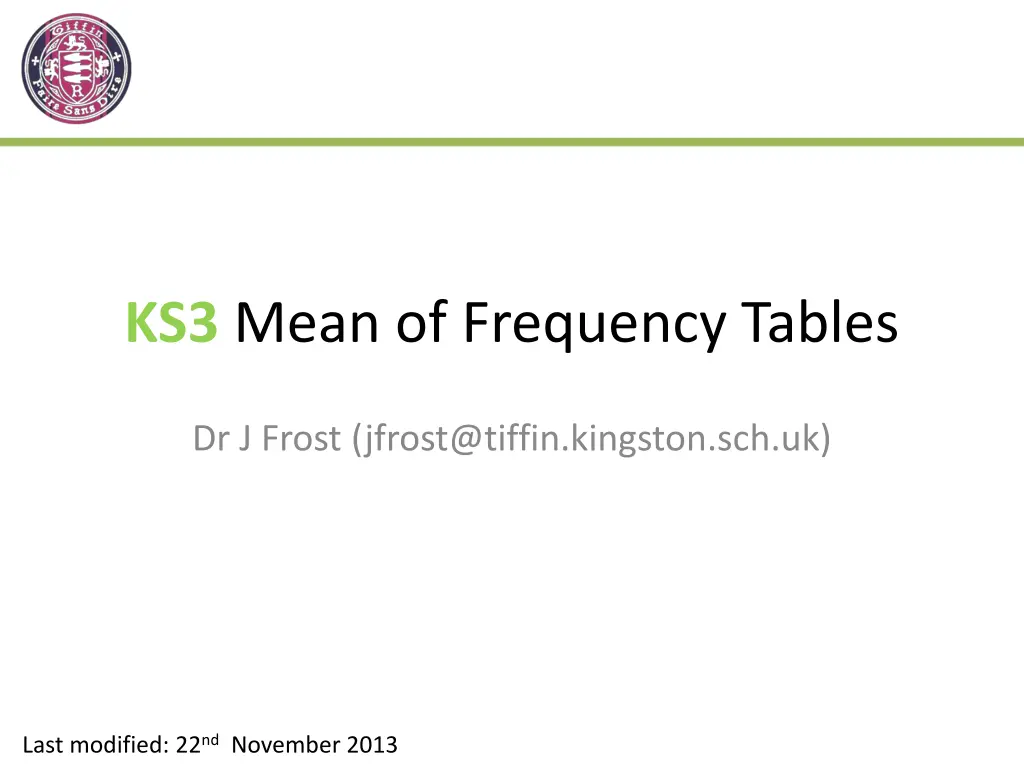 ks3 mean of frequency tables