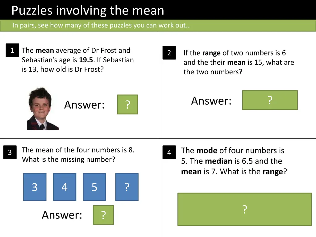 puzzles involving the mean