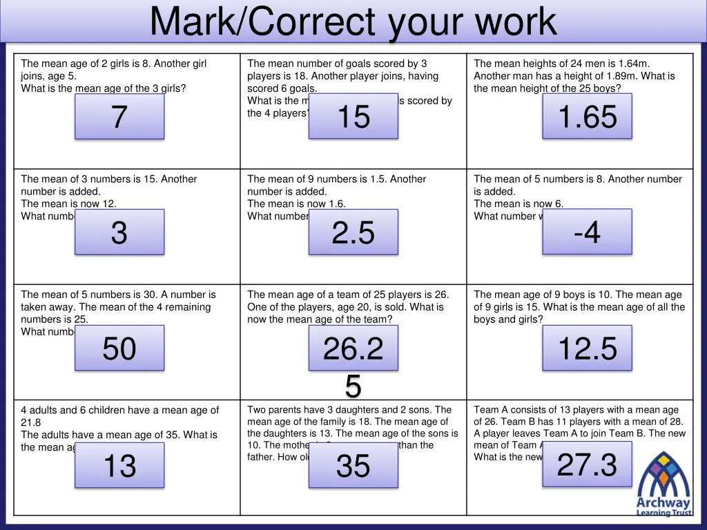 mark correct your work