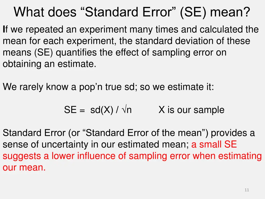 what does standard error se mean