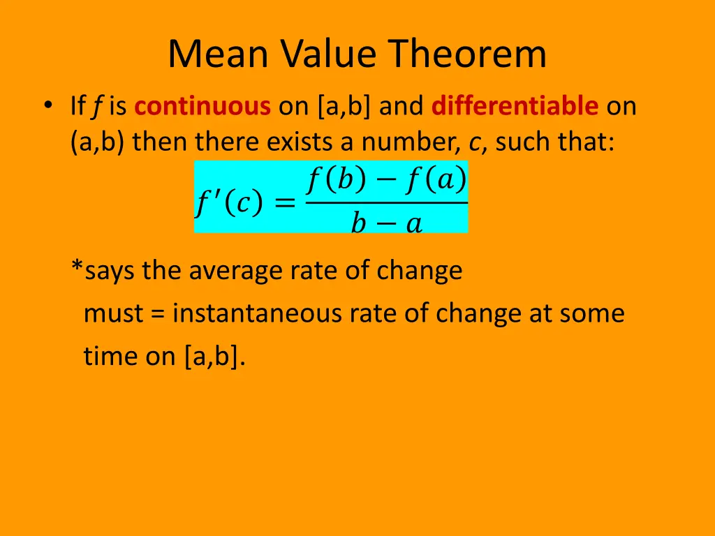 mean value theorem if f is continuous