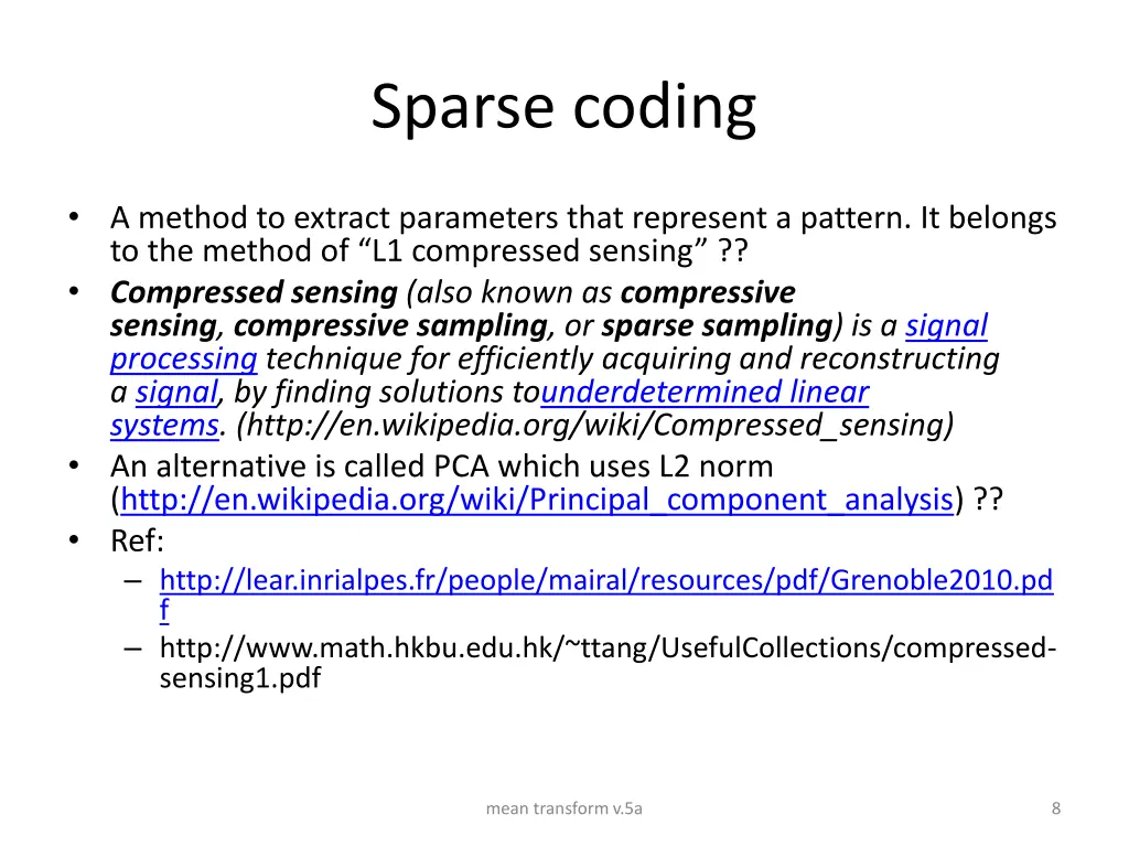 sparse coding