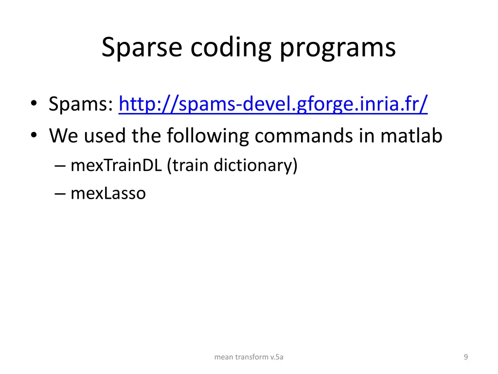 sparse coding programs