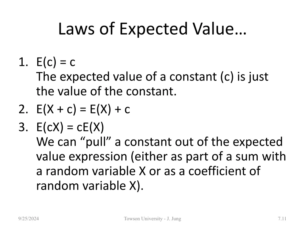 laws of expected value